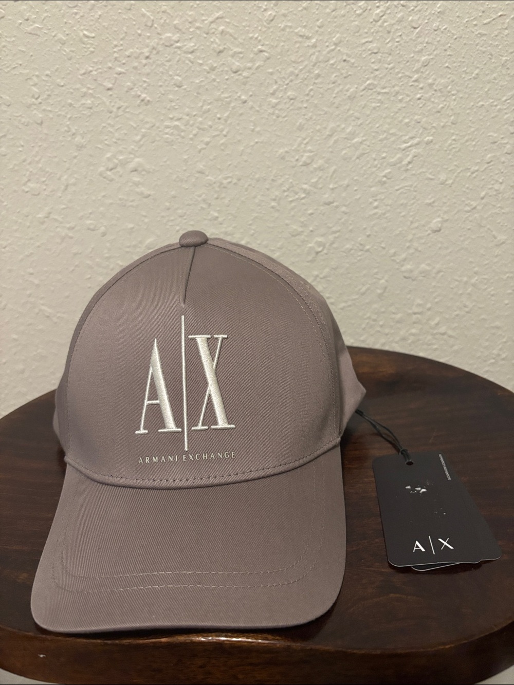 Armani Exchange Taupe A|X Embroidered Logo Cap